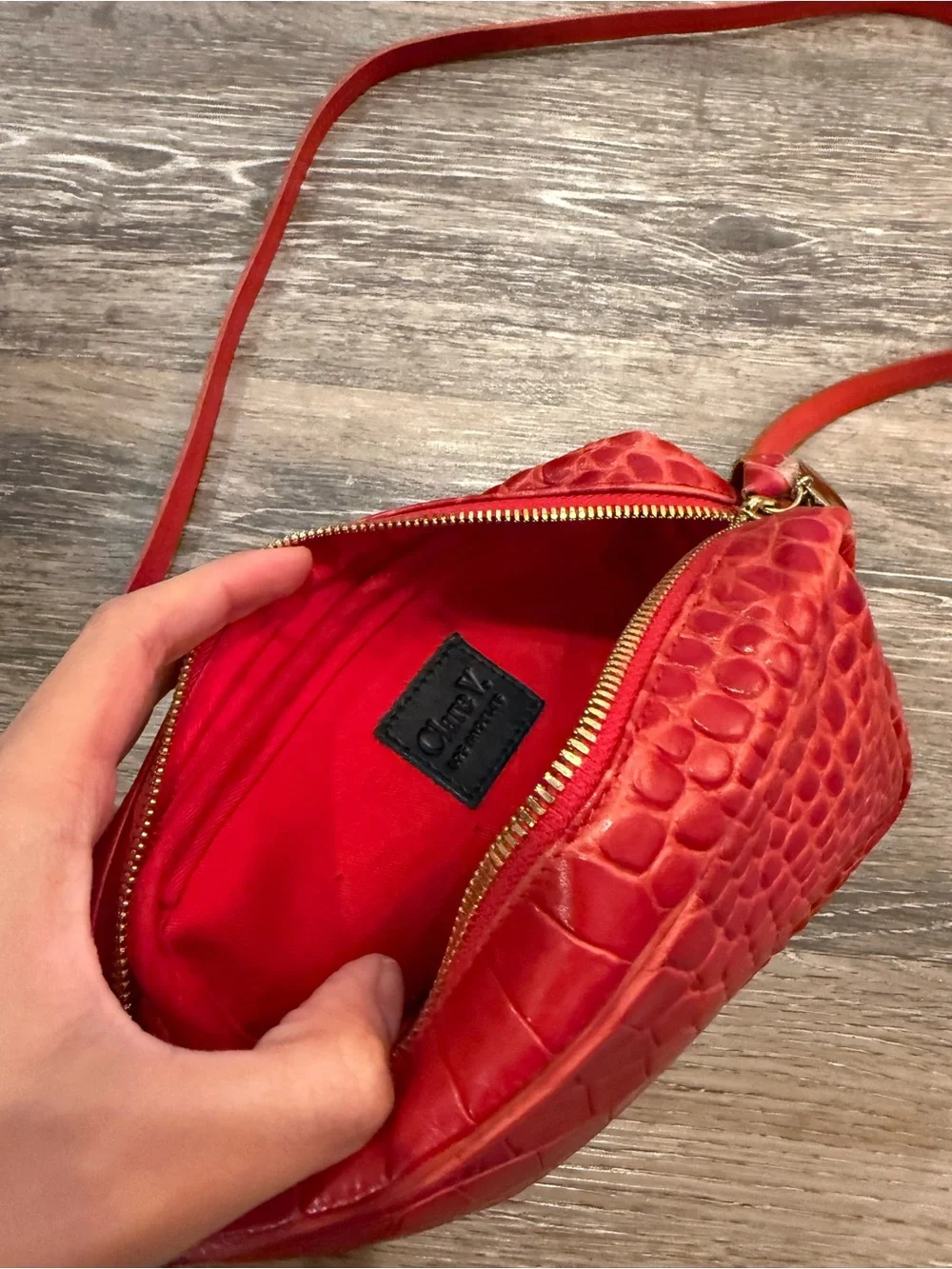 Clare V. Red Croc Mini Sac!